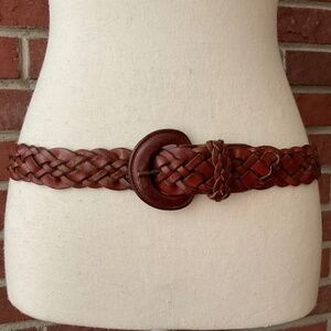 GH Bass & Co Woven Braided Brown Leather Boho Adjustable Belt Size M